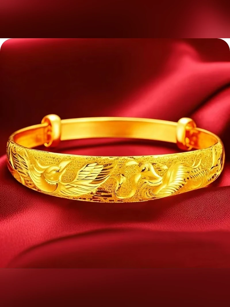 Floral Relief Gold Bangle