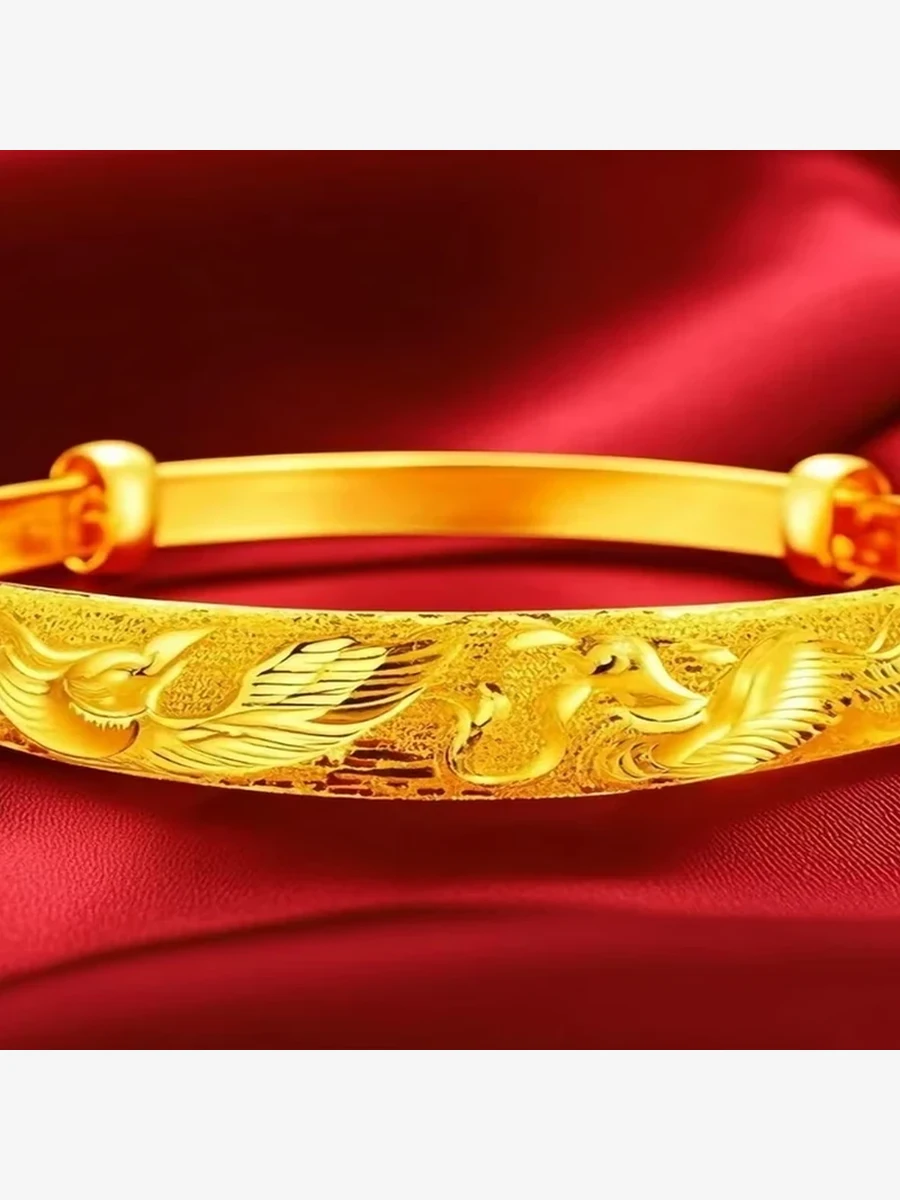 Floral Relief Gold Bangle