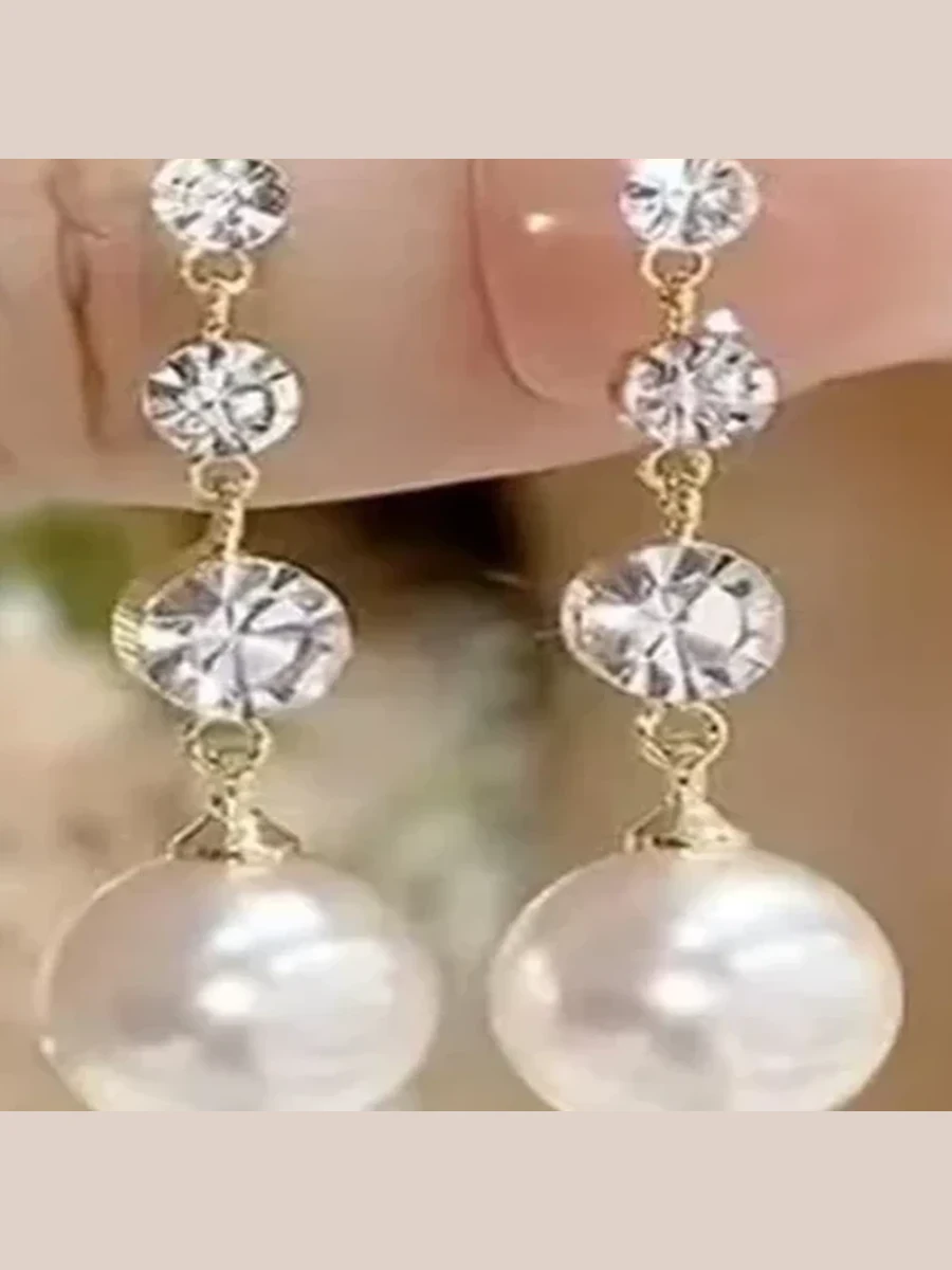 Pearl Floral Long Drop Earrings
