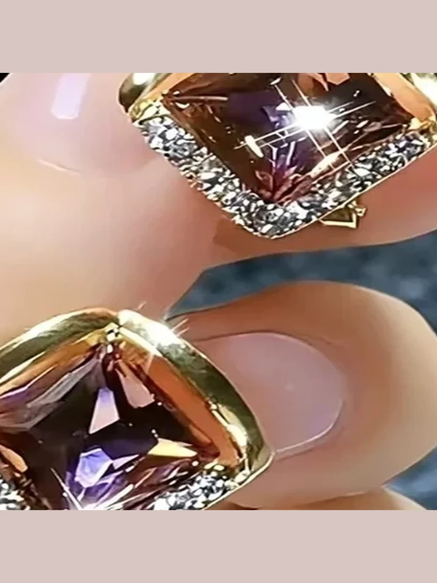 Smoky Square Crystal Stud Earrings