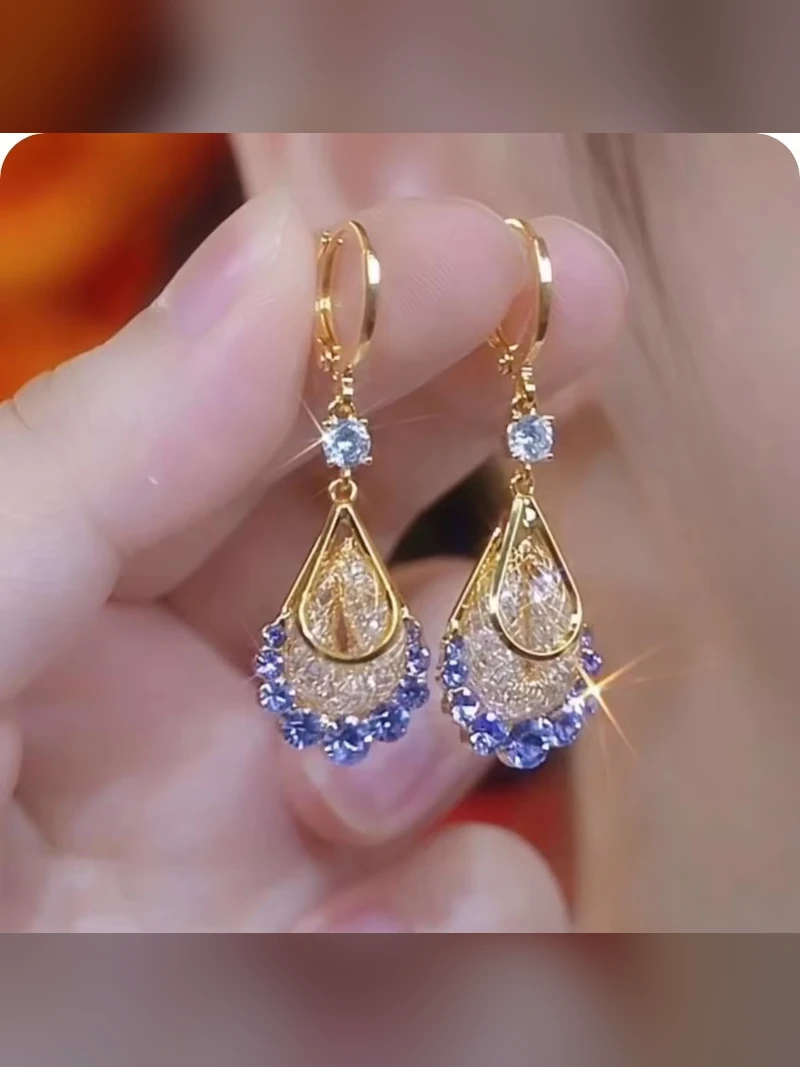 Lavender Teardrop Crystal Earrings
