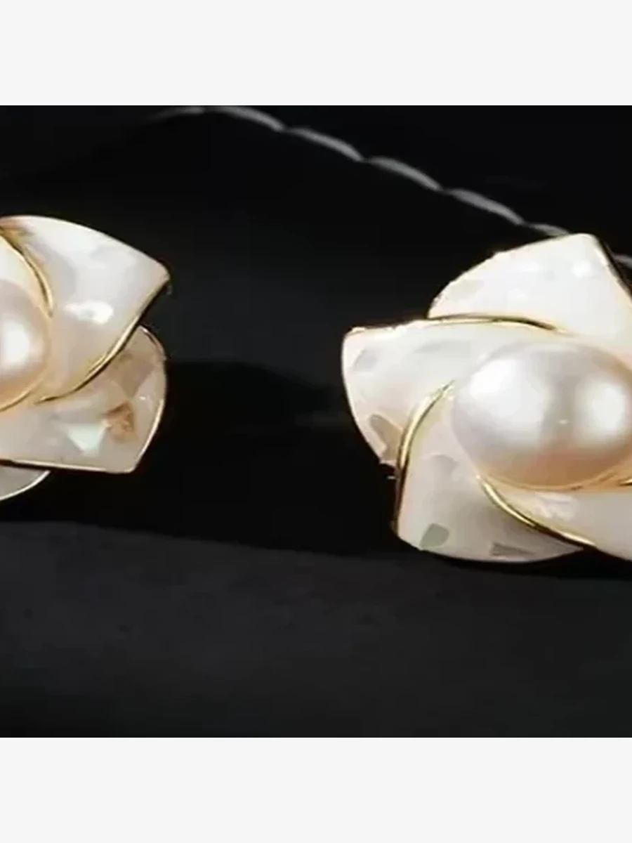 White Rose Stud Earrings