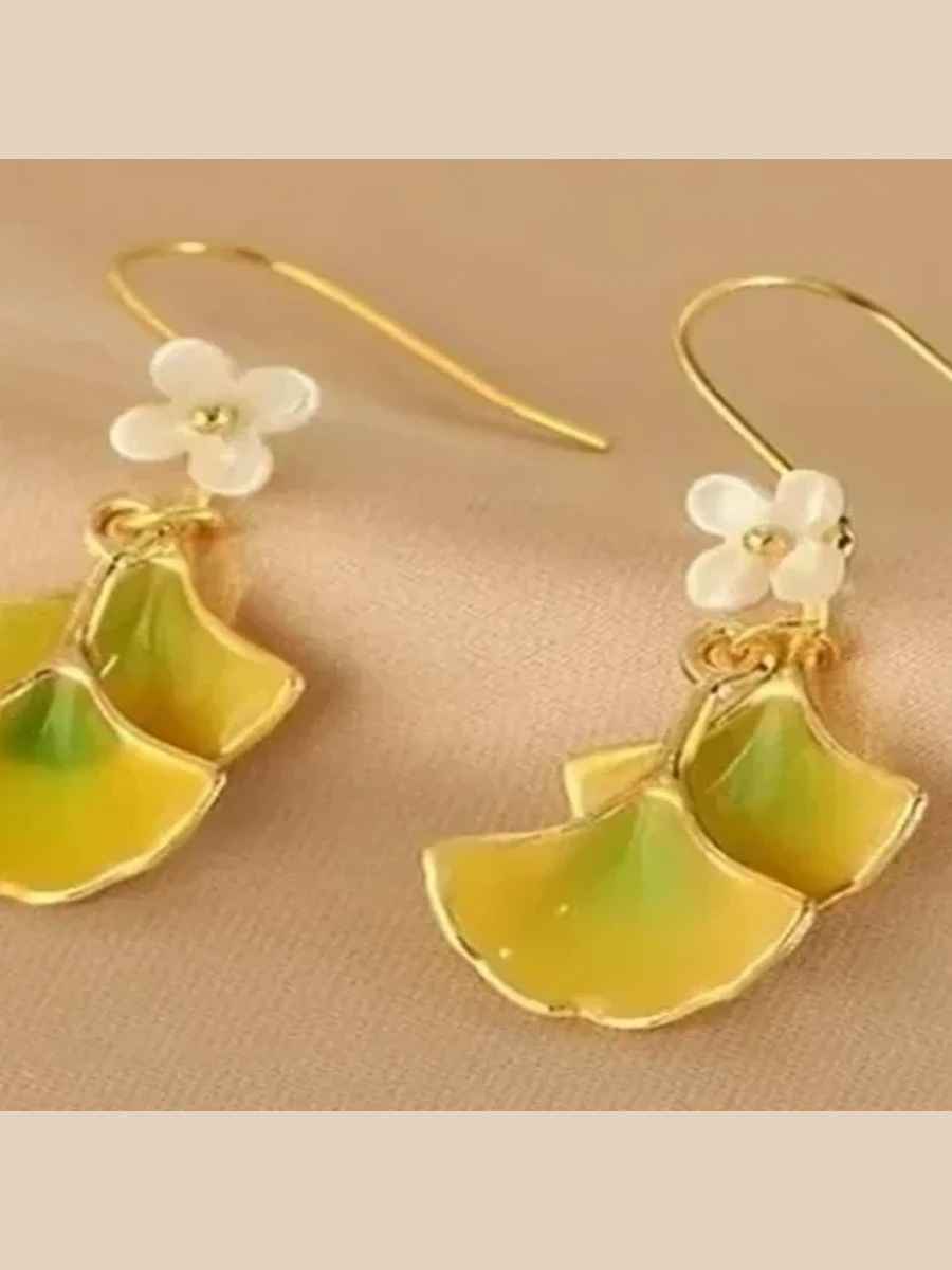 Yellow Petal Drop Earrings