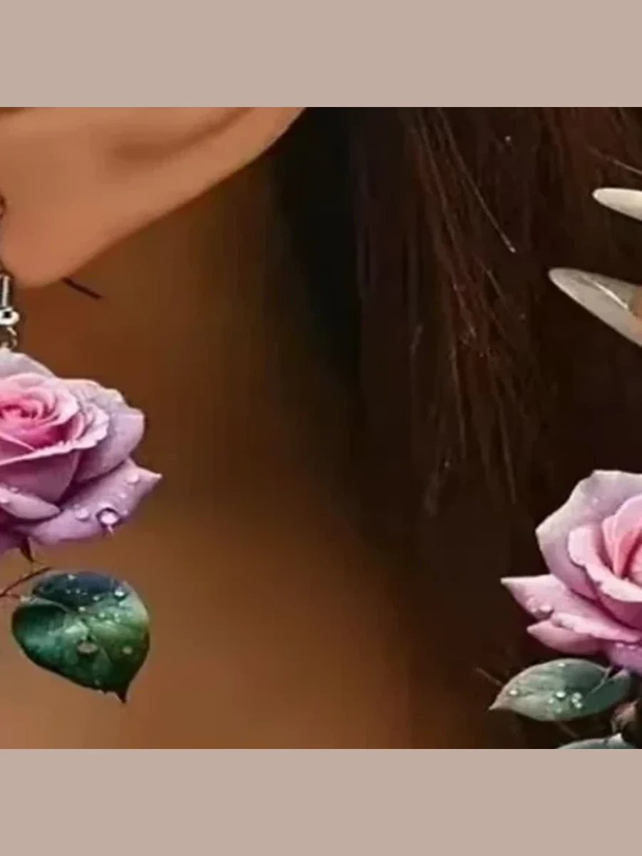 Rose Flower Drop Earrings
