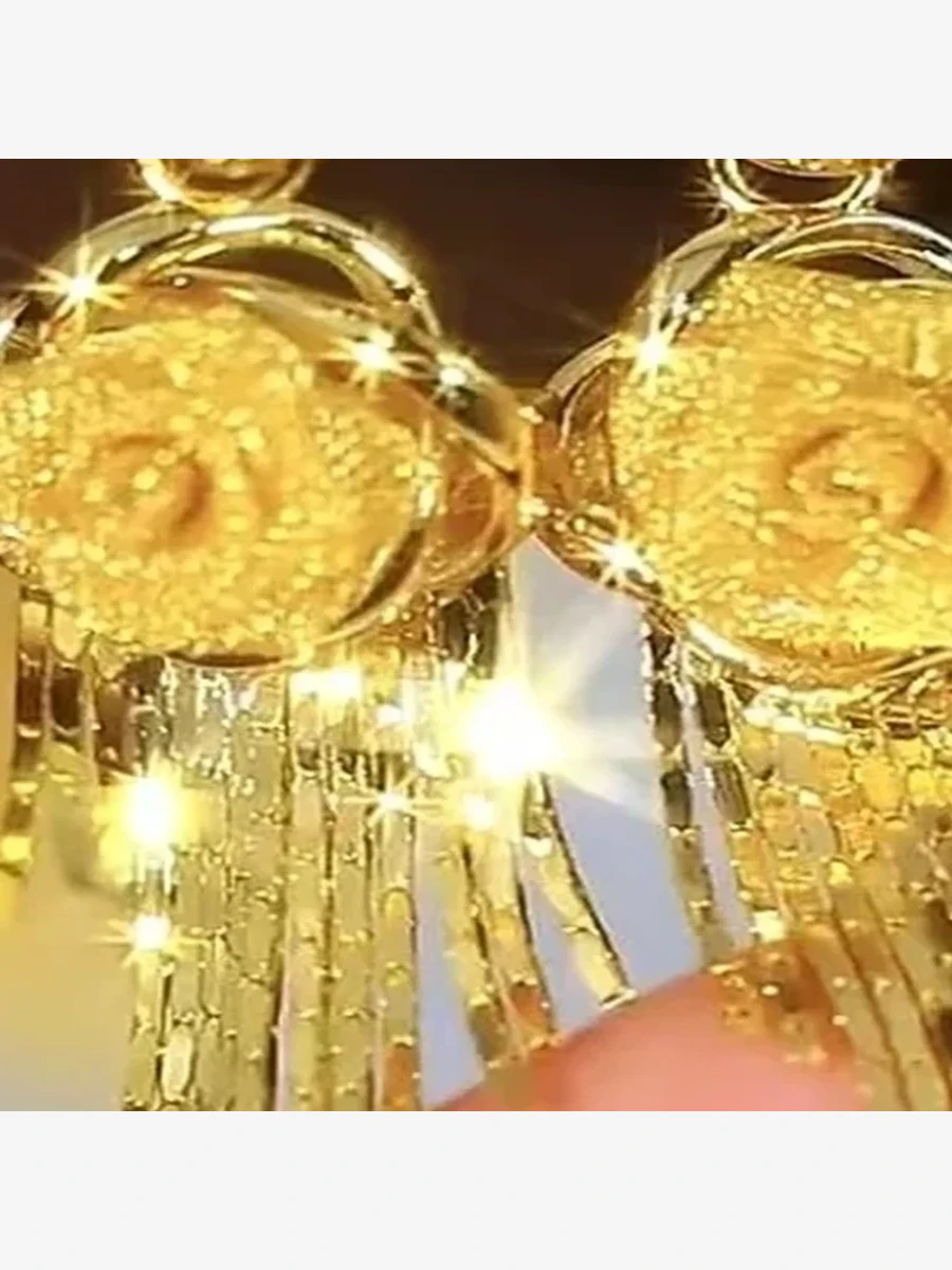 Gold Coin Tassel Earrings