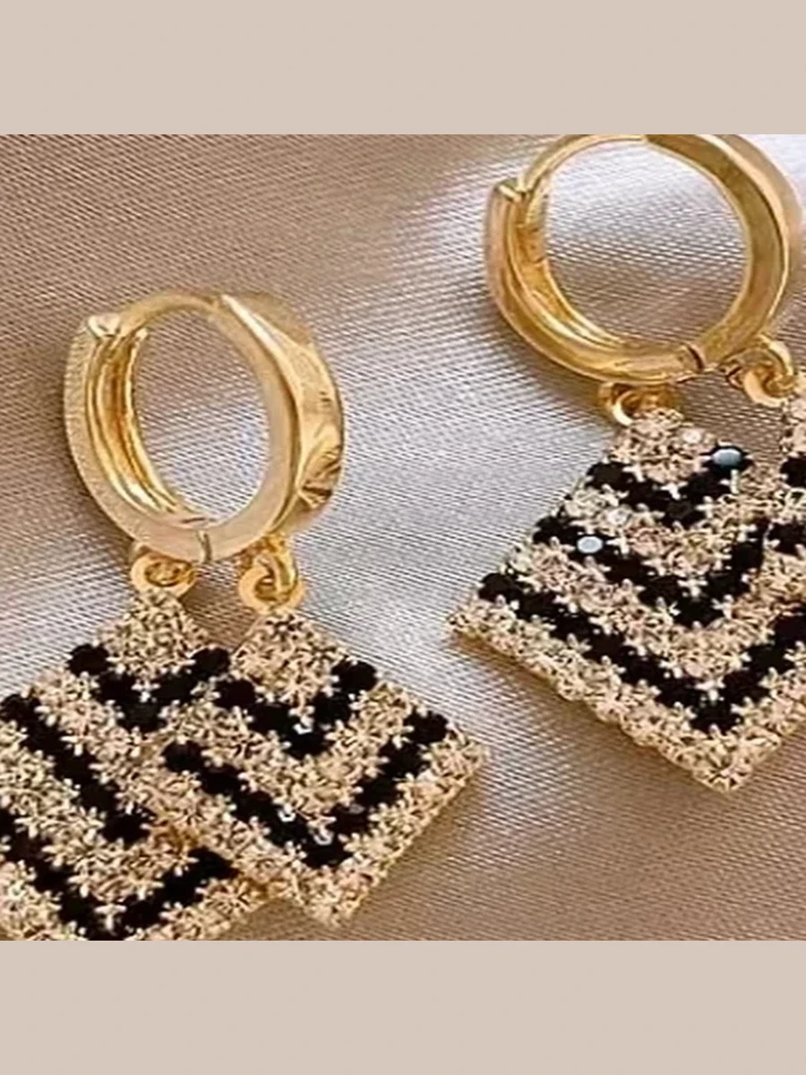 Black Geometric Hoop Earrings
