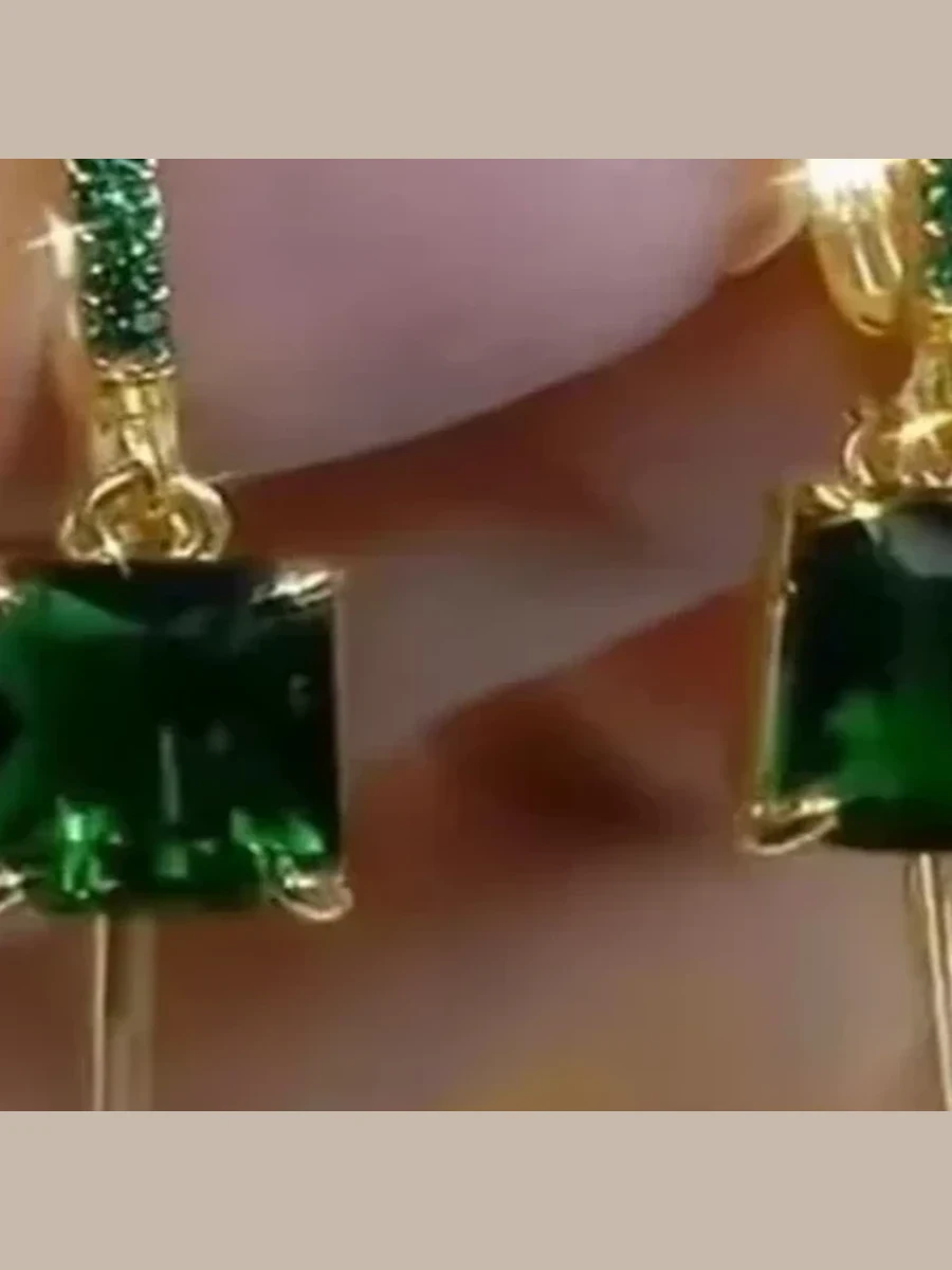 Emerald Bar Drop Earrings