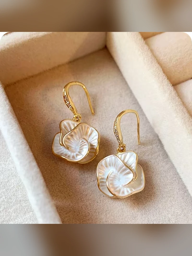 White Shell Drop Earrings