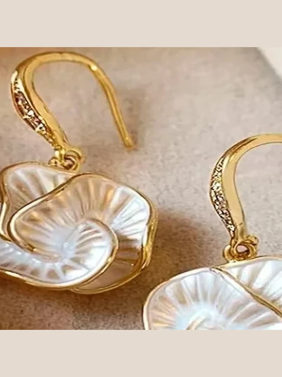 White Shell Drop Earrings