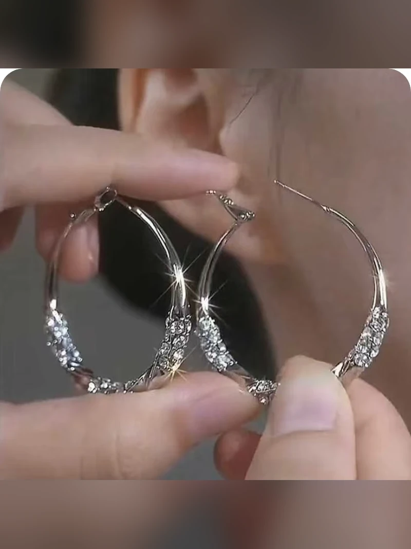 Silver Hoop Crystal Earrings