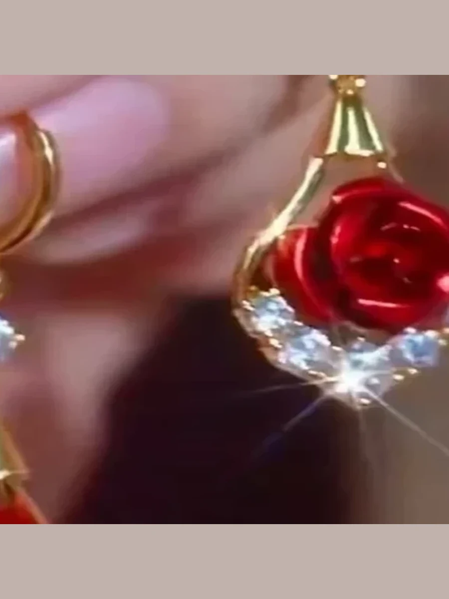 Red Teardrop Crystal Earrings