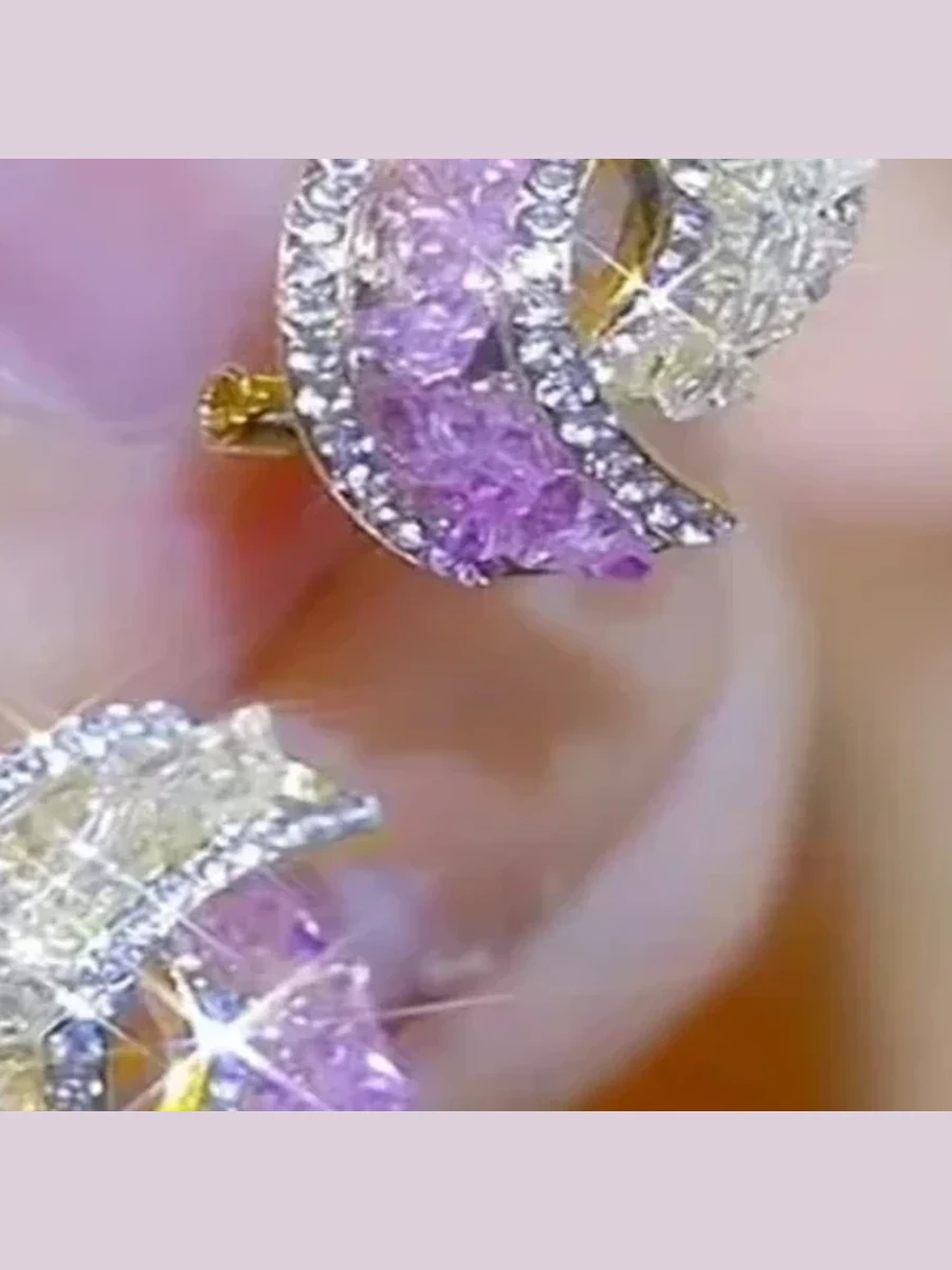 Rainbow Crystal Hoop Earrings