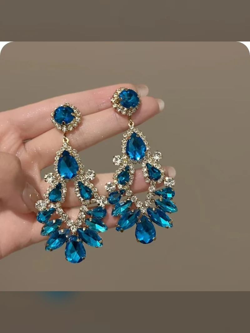 Blue Chandelier Statement Earrings