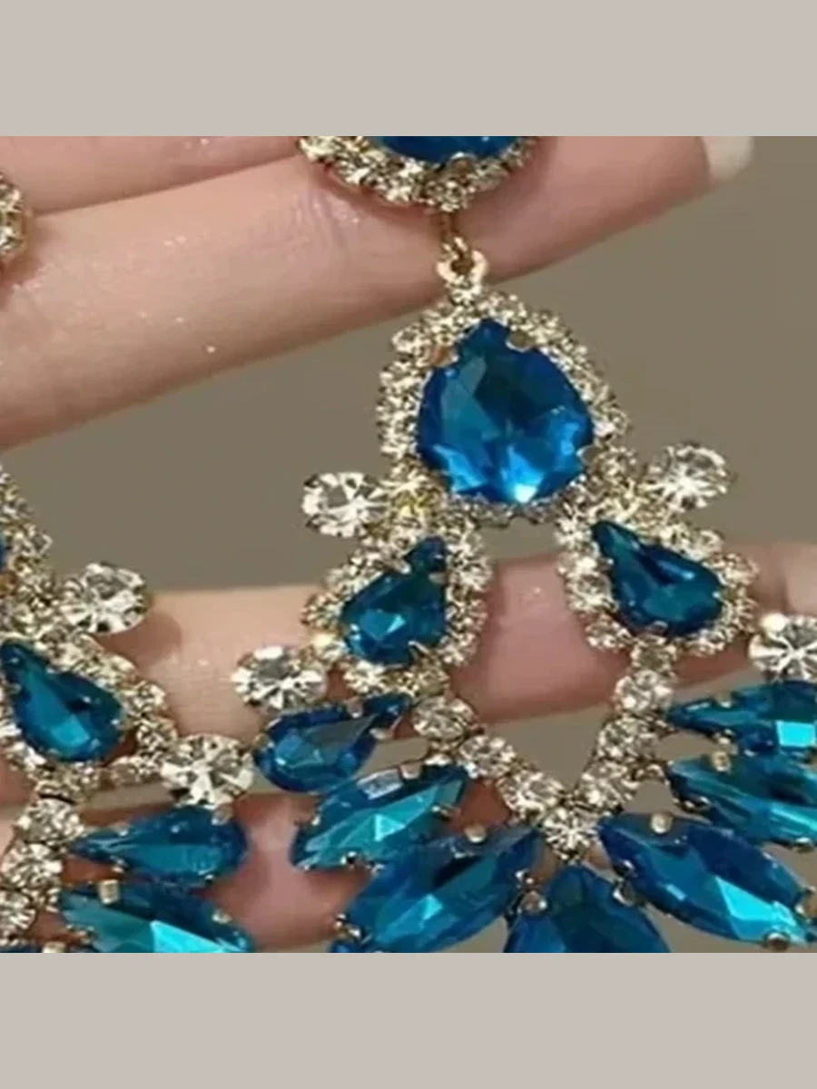 Blue Chandelier Statement Earrings