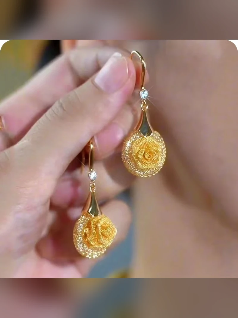 Gold Coin Drop Earrings