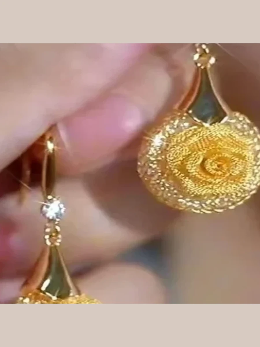 Gold Coin Drop Earrings