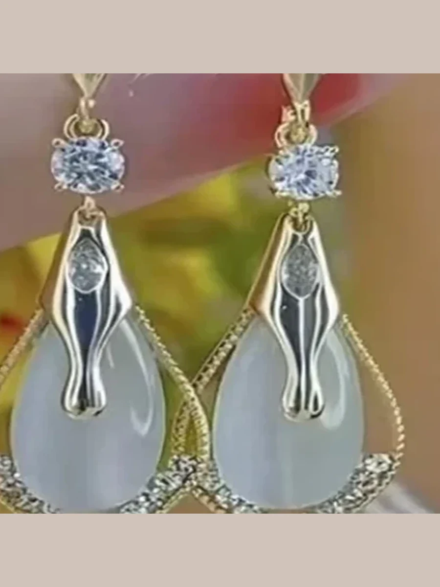 Silver Diamond Drop Earrings