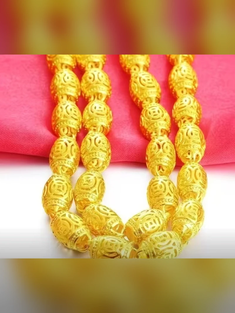 Textured Gold Bead Statement Necklace