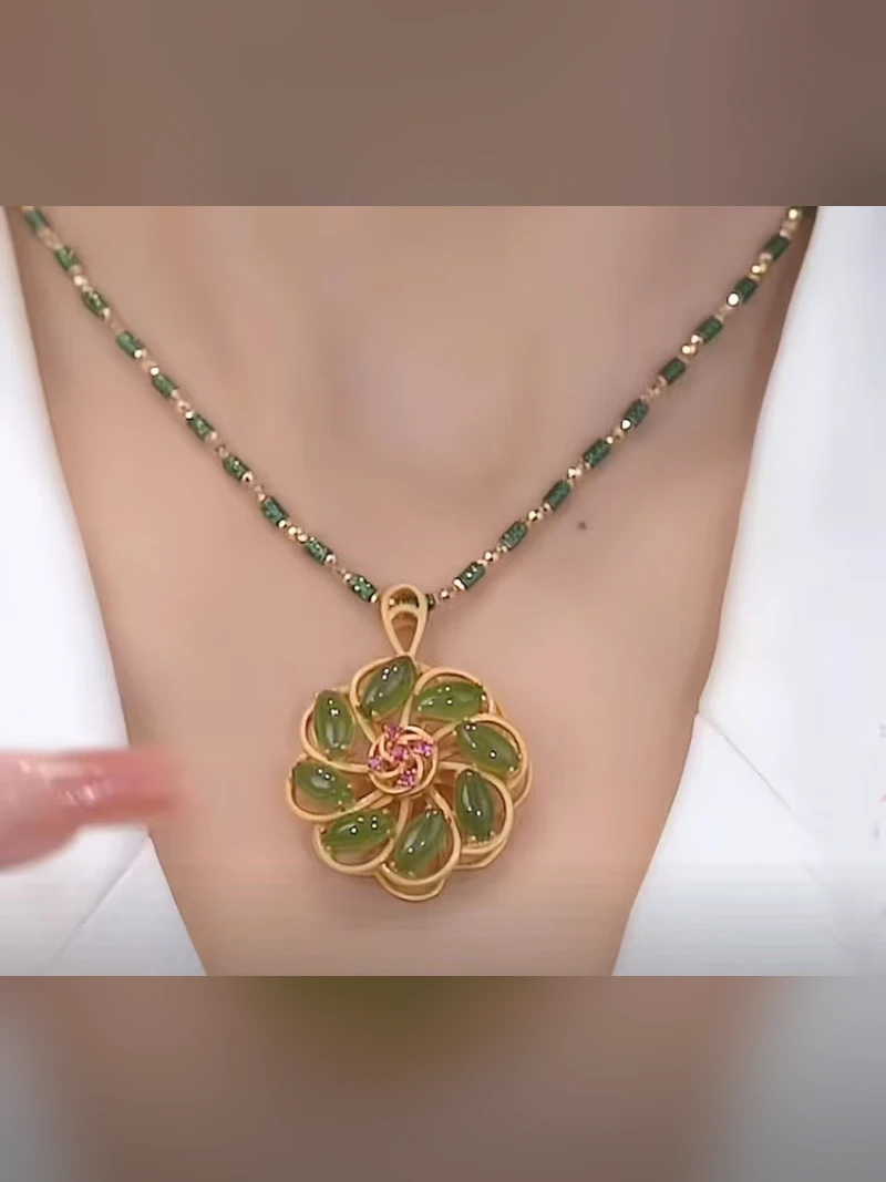 Floral Cloisonne Pendant Necklace