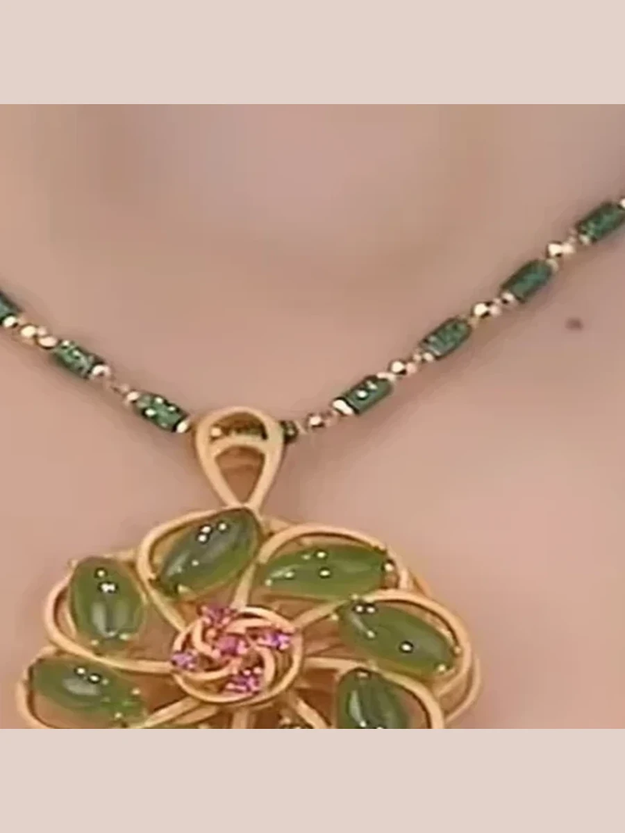 Floral Cloisonne Pendant Necklace