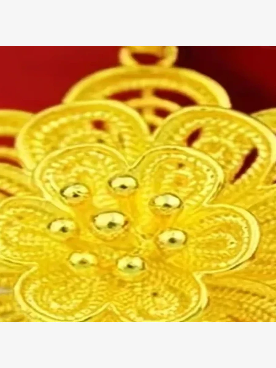 Filigree Flower Gold Pendant Necklace