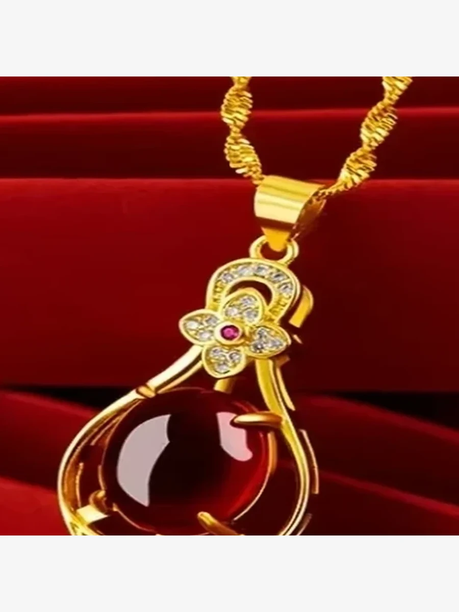 Red Teardrop Pendant Necklace