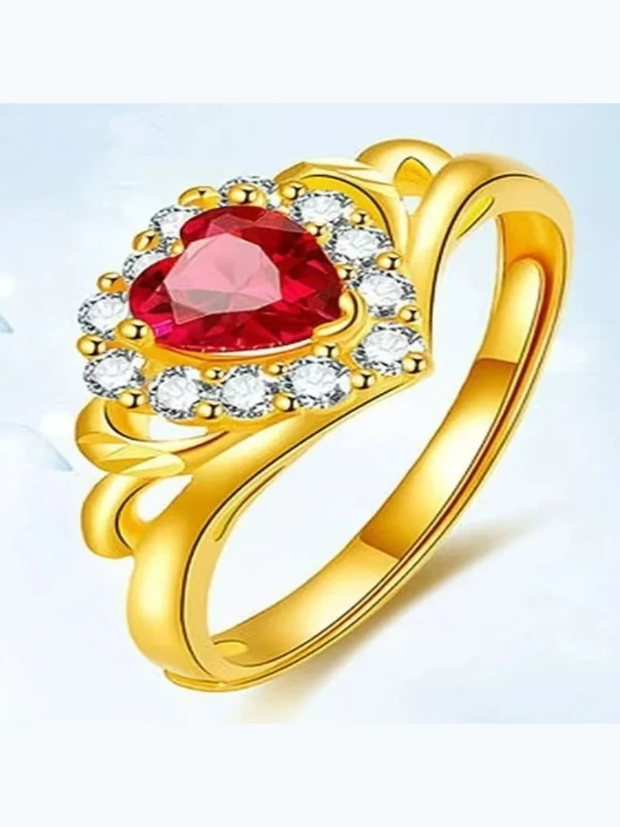Red Heart Crystal Ring