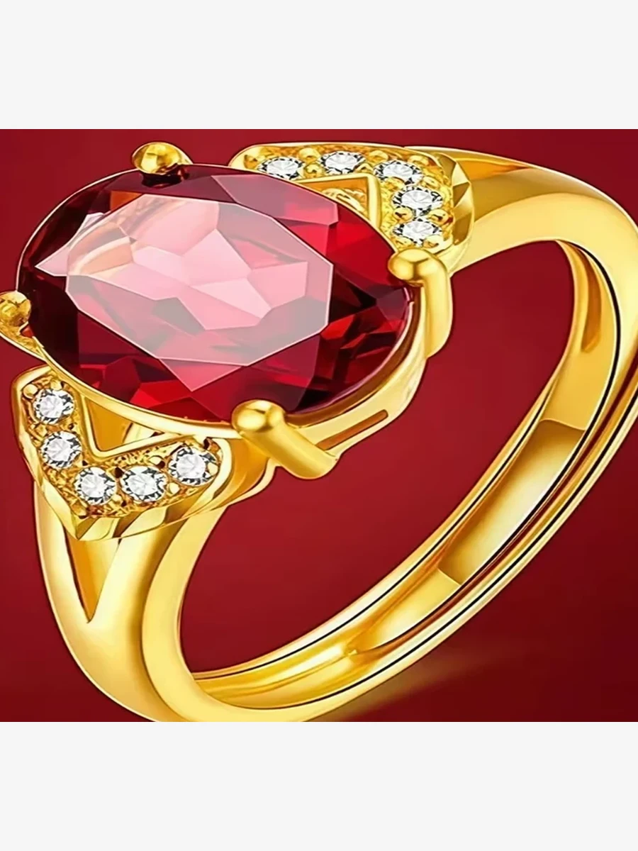 Ruby Crystal Gold Ring