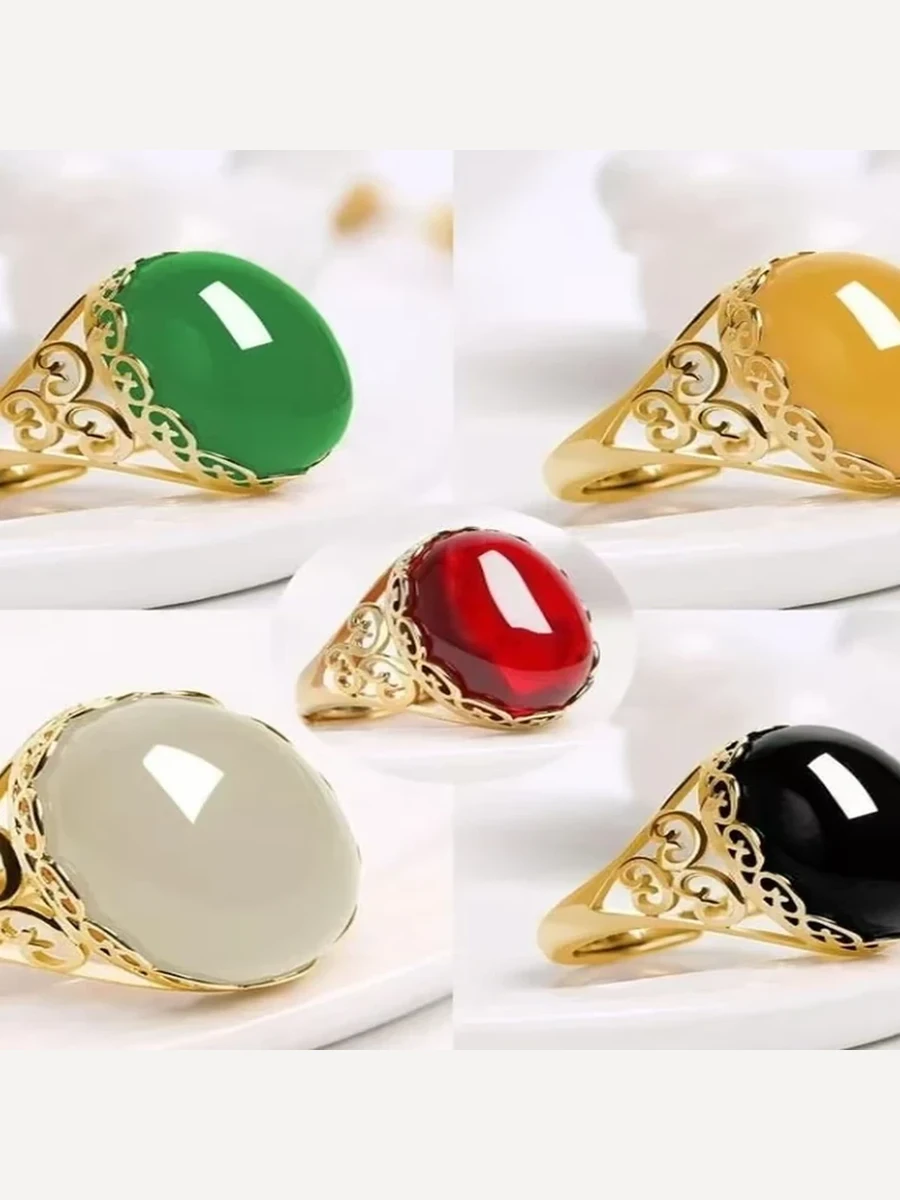Mixed Jade Signet Ring Set