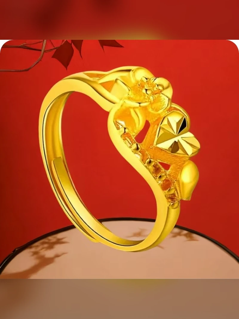 Gold Heart Floral Ring