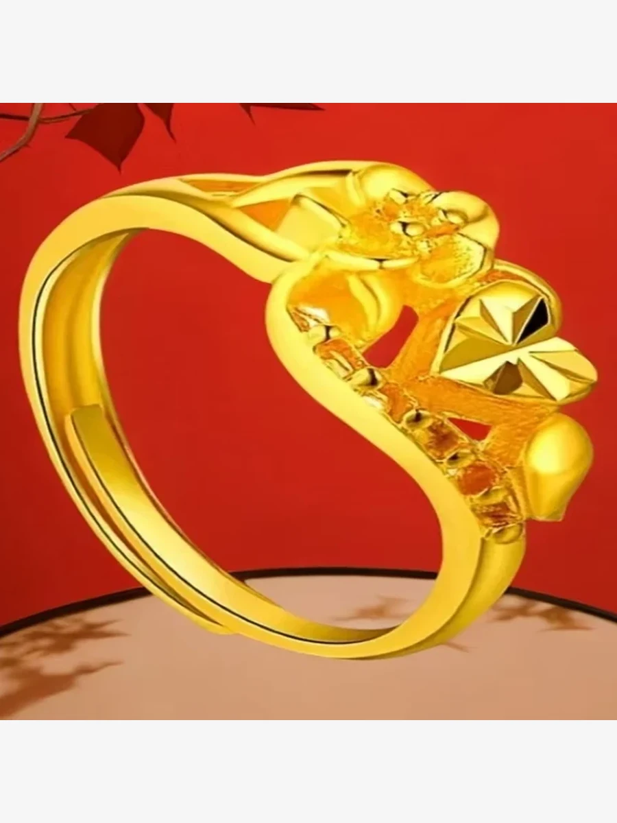 Gold Heart Floral Ring