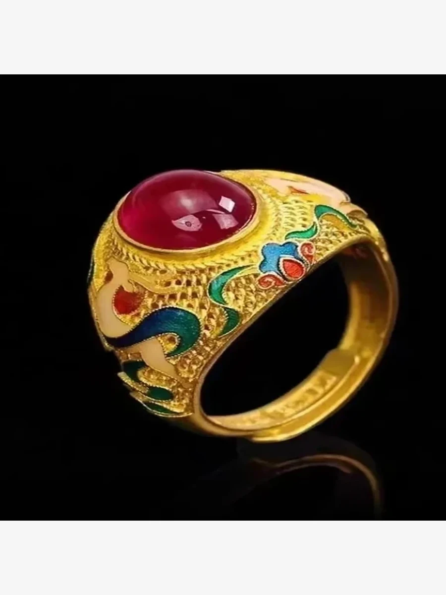 Ruby Enamel Signet Ring